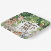 ジャングルサファリの野生動物1歳の誕生日 ペーパープレート (傾斜あり)