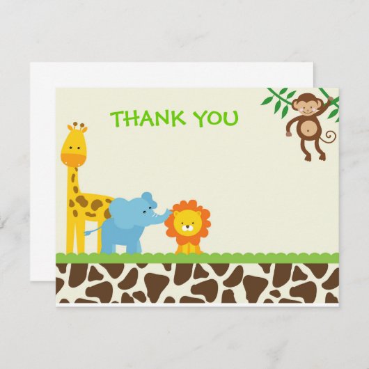 ジャングルサファリはメッセージカード感謝していしています サンキューカード (正面/裏面)