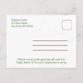 ジャングルサファリアドベンチャーグリーンベビーシャワー招待状 インビテーションポストカード (裏面)