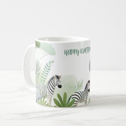 ジャングルサファリアドベンチャー:子供の誕生日マグ コーヒーマグカップ (正面左)