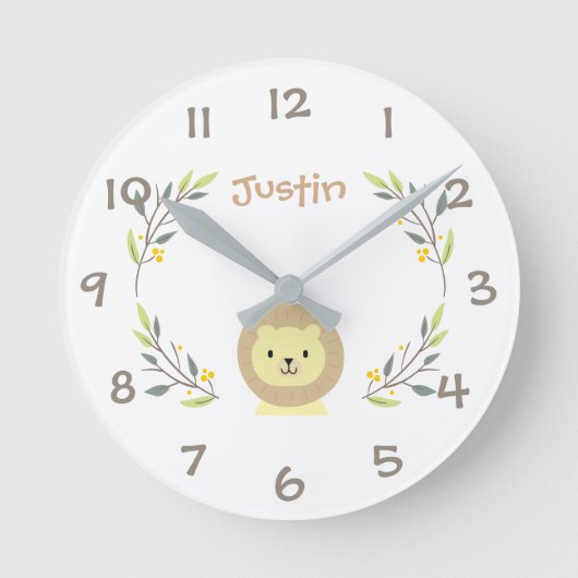 ジャングルサファリアニマルズキッズ子供部屋ウォールクロック ラウンド壁時計 (正面)
