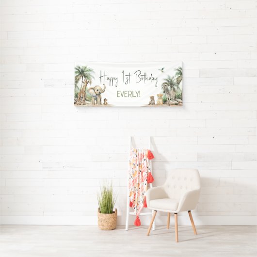 ジャングルサファリアニマルズハッピーバースデーへようこそ 横断幕 (インサイチュ)