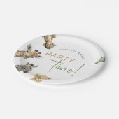 ジャングルサファリアニマルズパーティー時間子供の誕生日 ペーパープレート (アングル)