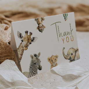 ジャングルサファリアニマルズフォールド誕生日 サンキューカード