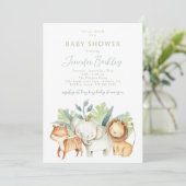 ジャングルサファリアニマルズベビーシャワー招待状 招待状 (スタンド正面)