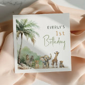 ジャングルサファリアニマルズ子供の誕生日パーティー スタンダードカクテルナプキン