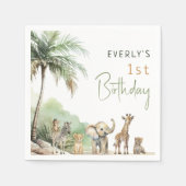 ジャングルサファリアニマルズ子供の誕生日パーティー スタンダードカクテルナプキン (正面)