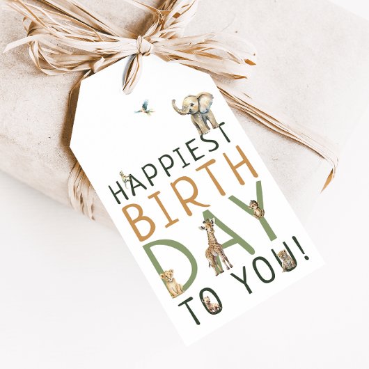 ジャングルサファリアニマルズ最も幸せな誕生日 ギフトタグ