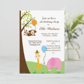 ジャングルサファリアニマルバースデーパーティ招待状 招待状 (スタンド正面)