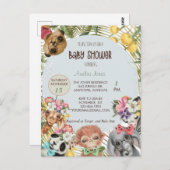 ジャングルサファリアニマルベビーシャワー招待状 ポストカード (正面/裏面)