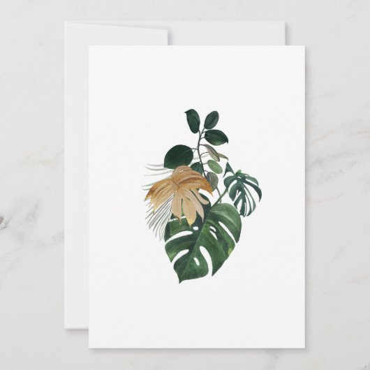 ジャングルサファリアフリカの赤ん坊の動物の熱帯葉の 招待状 (裏面)