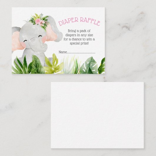 ジャングルサファリオムツエレファントラッフル エンクロージャーカード (正面/裏面)
