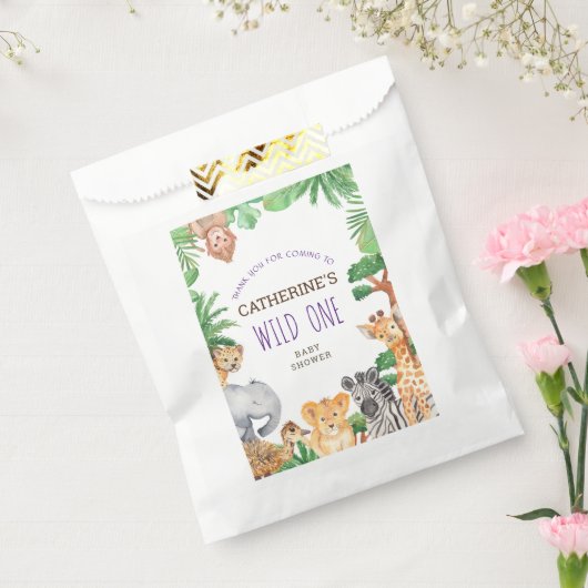 ジャングルサファリカラフルアニマルベビーシャワー フェイバーバッグ (封をした状態)