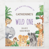 ジャングルサファリカラフルアニマルベビーシャワー ワインラベル (シングルラベル)