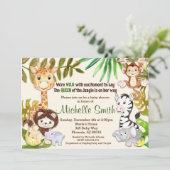 ジャングルサファリガールクイーンオブジャングルベビーシャワー 招待状 (スタンド正面)