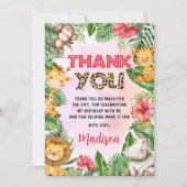 ジャングルサファリガールバースデーパーティー サンキューカード (正面)