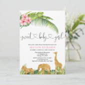 ジャングルサファリガールピンクのハイビスカス離れのパーム 招待状 (スタンド正面)