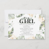 ジャングルサファリガールベビーシャワーキリン ノートカード (正面)