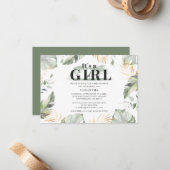 ジャングルサファリガールベビーシャワーキリン ノートカード (正面/裏面インサイチュ)