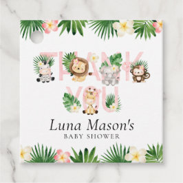 ジャングルサファリガールベビーシャワーメッセージカード, フェイバータグ