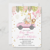 ジャングルサファリガールベビーシャワー招待状 招待状 (正面)