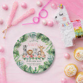 ジャングルサファリガールベビーシャワー紙プレート – ピンク ペーパープレート (パーティー)