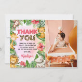 ジャングルサファリガール誕生日パーティーの写真 サンキューカード (正面)