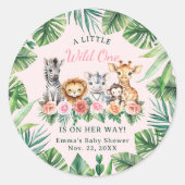 ジャングルサファリガール赤ちゃんシャワー好きシール ラウンドシール (正面)