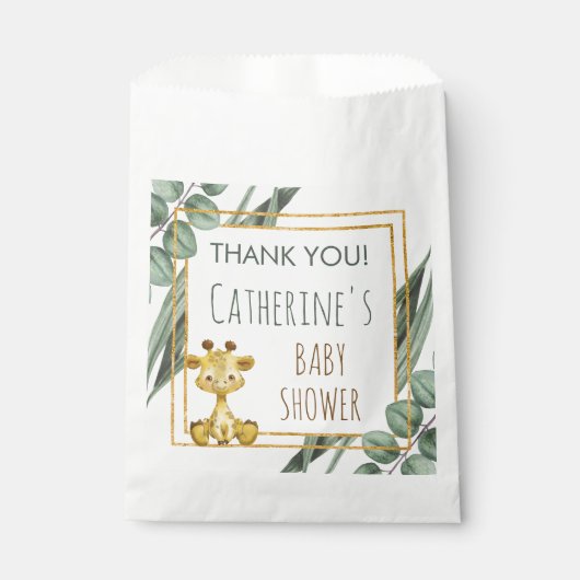 ジャングルサファリキリン赤ちゃんシャワーありがとう フェイバーバッグ (正面)