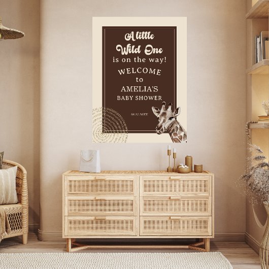 ジャングルサファリキリン赤ちゃんシャワーへようこそ ポスター