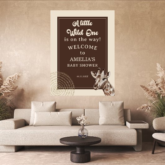 ジャングルサファリキリン赤ちゃんシャワーへようこそ ポスター