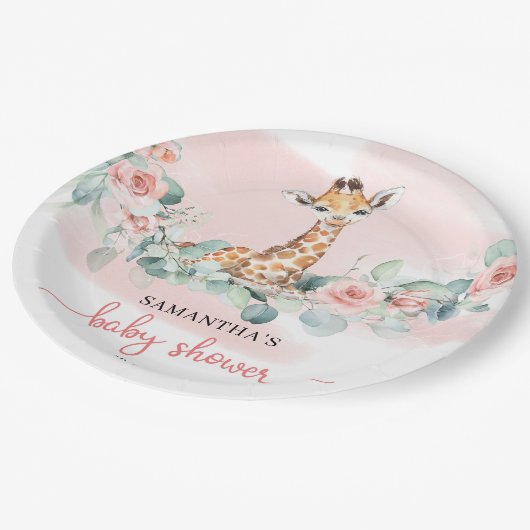 ジャングルサファリキレーフユーカリプトゥスガールベビーシャワー ペーパープレート (アングル)
