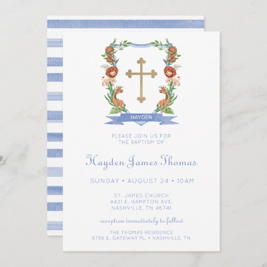 ジャングルサファリクレストボーイバプテスマ招待状 招待状 (正面/裏面)