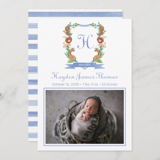 ジャングルサファリクレスト誕生のお知らせ 案内状 (正面/裏面)