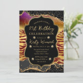 ジャングルサファリグリッターアゲート21歳の誕生日 招待状 (スタンド正面)
