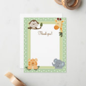 ジャングルサファリグリーンフラットサンキューカード ノートカード (正面/裏面インサイチュ)