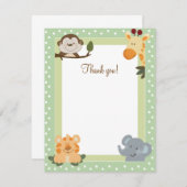 ジャングルサファリグリーンフラットサンキューカード ノートカード (正面/裏面)
