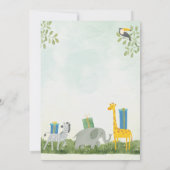 ジャングルサファリグリーンリーベビーシャワーパーティー 招待状 (裏面)
