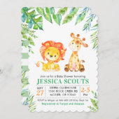 ジャングルサファリグリーン男の赤ちゃんシャワースプリンルライオン 招待状 (正面/裏面)