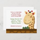 ジャングルサファリザンジバーキリン誕生日4x5 招待状 (正面/裏面)