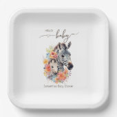 ジャングルサファリゼブラフローラベビーシャワー ペーパープレート (正面)