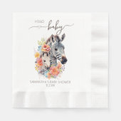 ジャングルサファリゼブラフローラベビーシャワー 縁ありランチョンナプキン (正面)