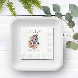 ジャングルサファリゼブラフローラベビーシャワー 縁ありランチョンナプキン