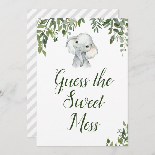 ジャングルサファリゾウ甘い混乱看板サイズ5x7" 招待状 (正面/裏面)