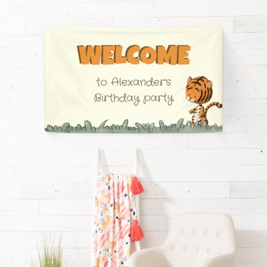 ジャングルサファリタイガーウェルカムバースデーパーティー 横断幕 (インサイチュ)