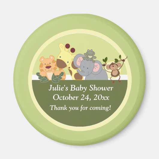 ジャングルサファリタイガーキリン象モンキーの好意 マグネット (正面)