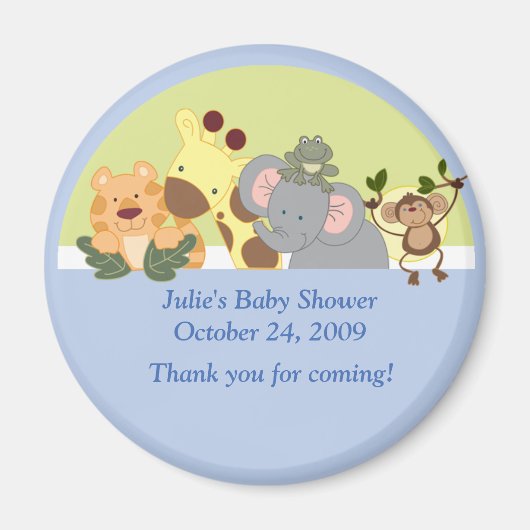 ジャングルサファリタイガーキリン象モンキーの好意 マグネット (正面)