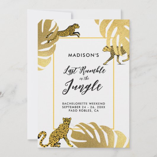 ジャングルサファリチータ金ゴールドバチェロレッテの日程 招待状 (正面)