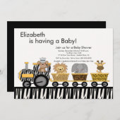 ジャングルサファリトレインベビーシャワー招待状 招待状 (正面/裏面)