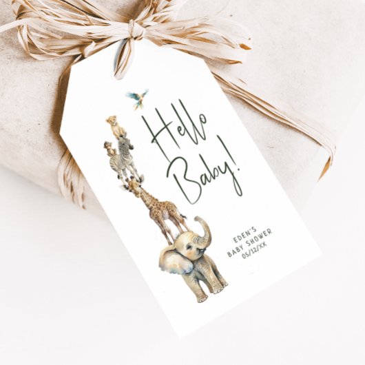 ジャングルサファリハローベビーベビーシャワーありがとう ギフトタグ